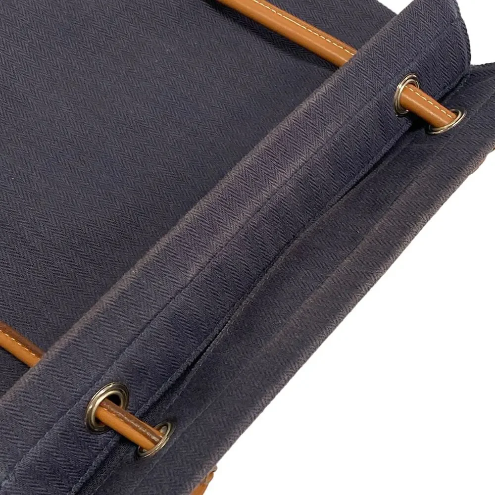 Hermès Aline MM Shoulder Bag Navy Brown Red Toile chevron Leather